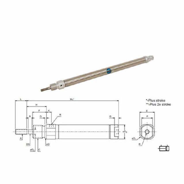 美國Bimba繽霸 NRE-20-180-N不銹鋼氣缸